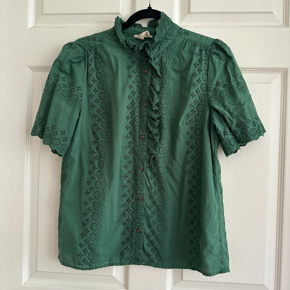 Sezane Dalhia Shirt Bottle Green Sz 40/8